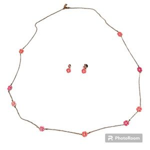 Kate Spade Pink & Coral Floral Necklace and Earring Set